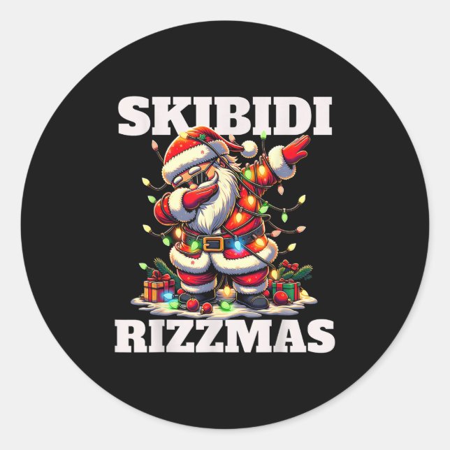 Rizz Christmas Santa Funny Xmas Gen Alpha Skibidi  Runder Aufkleber (Vorderseite)