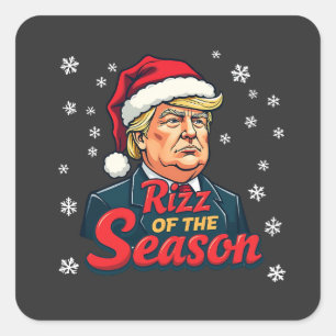 Rizz der Saison Lustiger Trump Weihnachten Santa  Quadratischer Aufkleber
