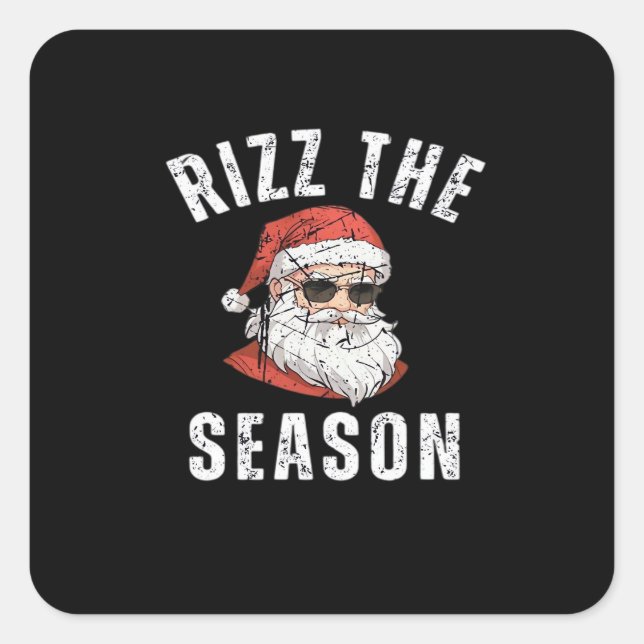 Rizz Die Jahreszeit Funny Santa Merry Rizzmas Rizz Quadratischer Aufkleber (Vorderseite)