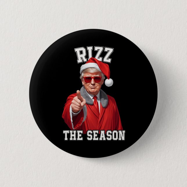 Rizz Die Jahreszeit Funny Trump Weihnachtsmann Button (Vorderseite)