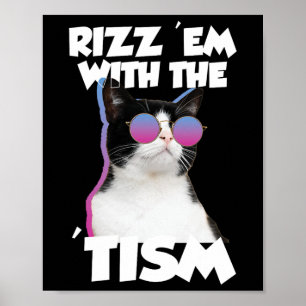 Rizz em mit dem Tism-Katze-Meme Rizzler Lustig Aut Poster
