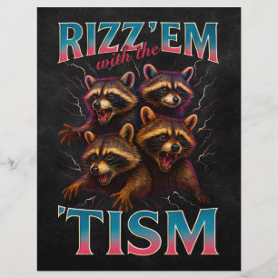 Rizz Em mit dem Tism Meme Autismus Funny Racoon Flyer