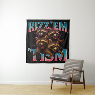 Rizz Em With The Tism Meme Autismus Lustiger Wasch Wandteppich