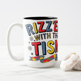 Rizz Em With The Tism Neurodiversity Zweifarbige Tasse