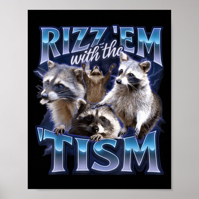 Rizz Em With The Tism Racoon For Men, Women, And K Poster (Vorne)