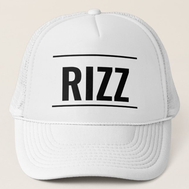 RIZZ Leder-Patch-Mütze — Minimal-Logo-Baseballcap Truckerkappe (Vorderseite)