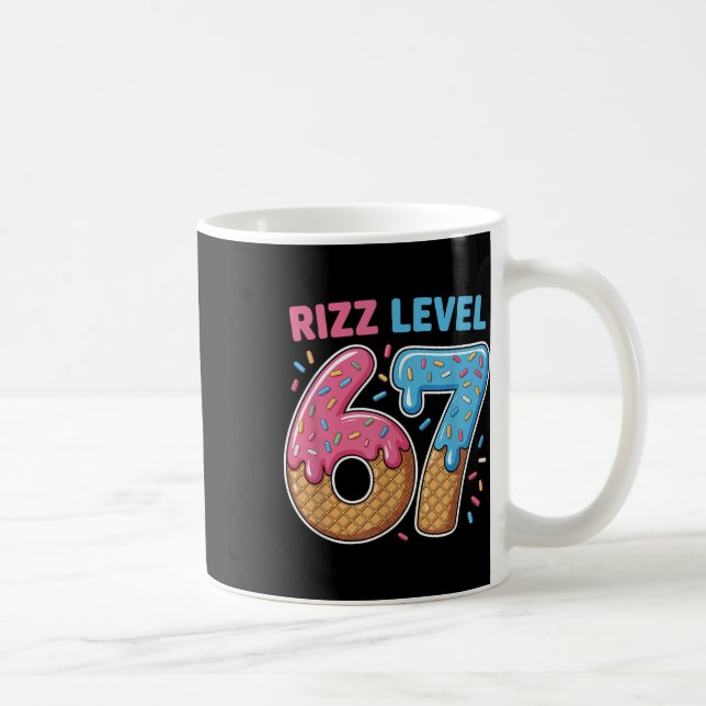 Rizz Level 67 Alpha Slang Gen 67th Nummer Eiscreme Kaffeetasse (Rechts)