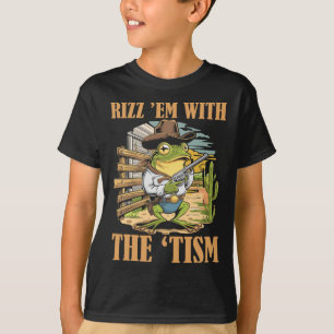Rizz Sie Mit Dem Tism Lustiger Autism Cowboy Frosc T-Shirt