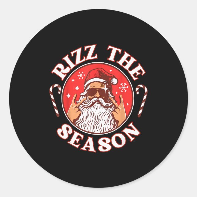 Rizz The Season Funny Christmas Pajamas Rizzler Sa Runder Aufkleber (Vorderseite)