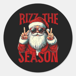 Rizz The Season Funny Cool Bruh Santa Claus Merry Runder Aufkleber