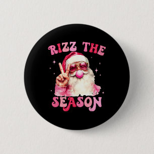 Rizz The Season Santa Pink Blase Gum Rizzmas Chri Button