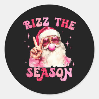 Rizz The Season Santa Pink Blase Gum Rizzmas Chri Runder Aufkleber