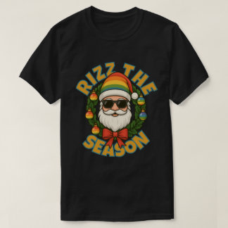 Rizz The Season Trendy Christmas Gay Rainbow Santa T-Shirt