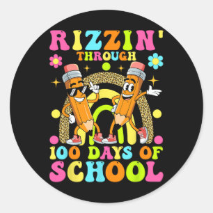 Rizzin' bis 100 Tage Schulkinder 100 Tage Runder Aufkleber