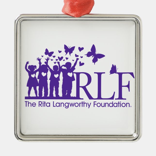 RLF Logo-erstklassige quadratische Verzierung Silbernes Ornament (Vorne)