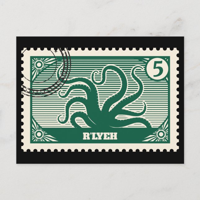 R'lyeh Post Briefmarke Postkarte (Vorderseite)