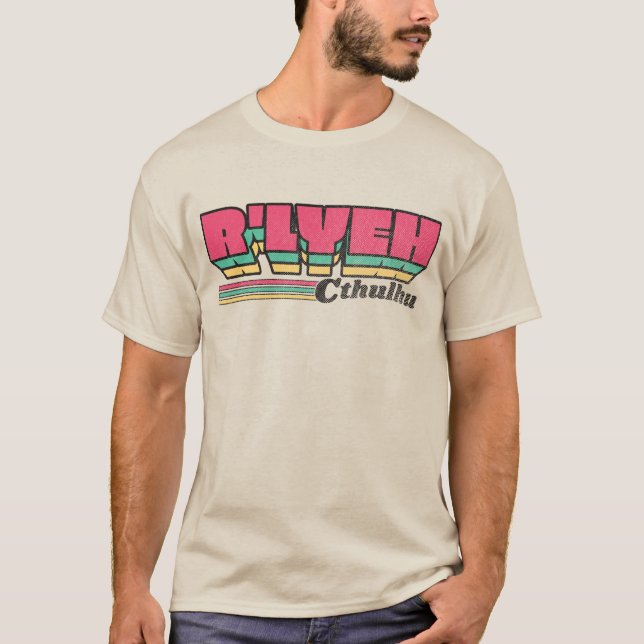 R'lyeh Retro Label Cthulhu T-Shirt (Vorderseite)