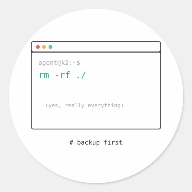 rm -rf / - Dev Sticker Geschenk (Vorderseite)