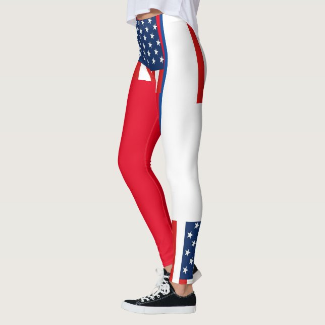 rmdesignflo55 USA Flag a red Leggings (Links)