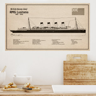 RMS Lusitania - Pläne für ein Schiffskonzept - SD Fotodruck