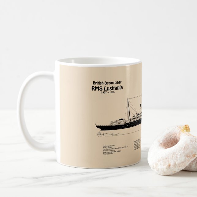 RMS Lusitania - Pläne für ein Schiffskonzept - SD Kaffeetasse (Mit Donut)