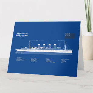 RMS Lusitania - Pläne für Schiffskonzepte ABD Dankeskarte