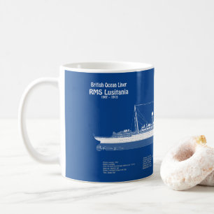 RMS Lusitania - Pläne für Schiffskonzepte ABD Kaffeetasse