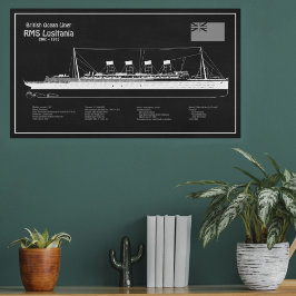 RMS Lusitania - Pläne für Schiffskonzepte PBD Fotodruck