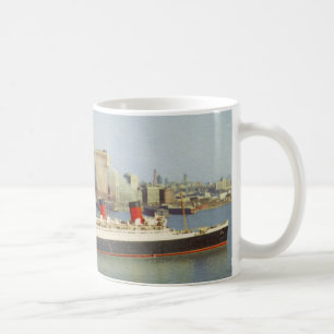 RMS Queen Mary Sailing New York 1950er Kaffeetasse