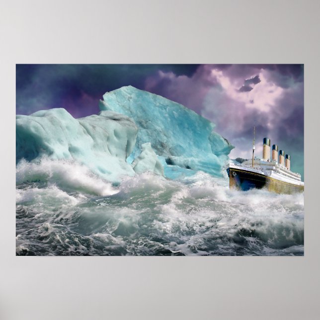 RMS Titanic and Iceberg Painting Poster (Vorne)