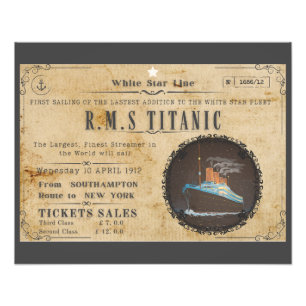 RMS TITANIC ANKÜNDIGUNGSPLAKAT FOTODRUCK