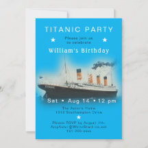 RMS Titanic Blue Birthday Einladung