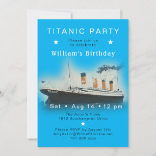 RMS Titanic Blue Birthday Einladung