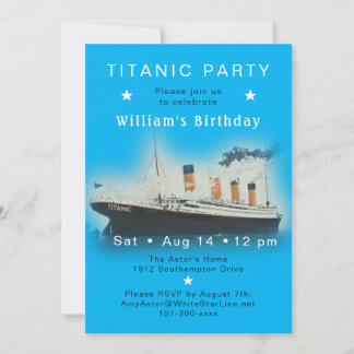 RMS Titanic Blue Birthday Einladung