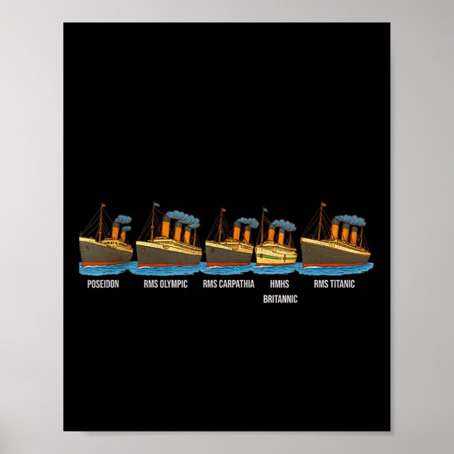 Rms Titanic Britannic Poseidon Carpathia Famous Sh Poster (Vorne)
