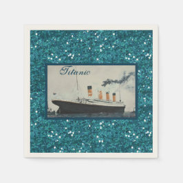RMS Titanic Deep Blue Glitzer White Star Line Schi Serviette
