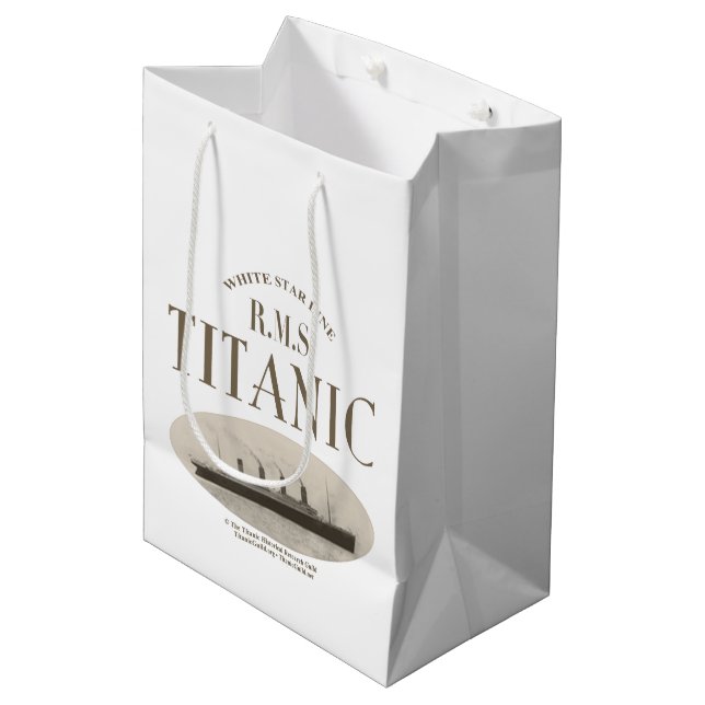 RMS Titanic Ghost Ship Sepia Medium Geschenktasche Mittlere Geschenktüte (Vorderseite Schrägansicht)