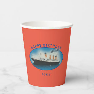 RMS Titanic Orange Birthday Paper Cups Pappbecher