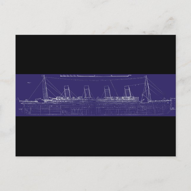 RMS Titanic Original Blueprint, verbessert für Far Postkarte (Vorderseite)