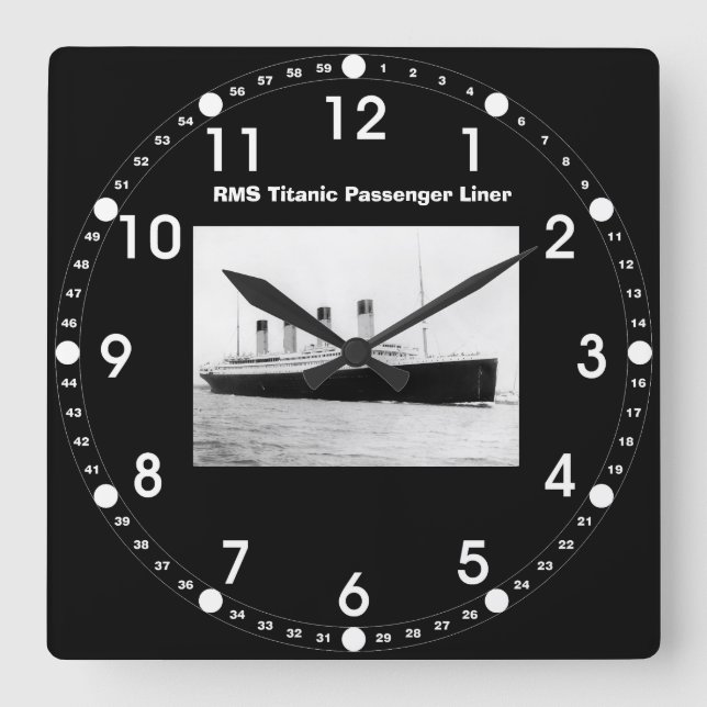 RMS Titanic Passagierfähre Wall Clock Quadratische Wanduhr (Vorderseite)
