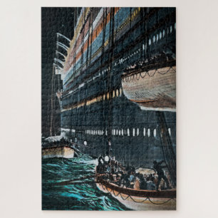RMS Titanic Rettungsboote werden abgesenkt Vintage Puzzle