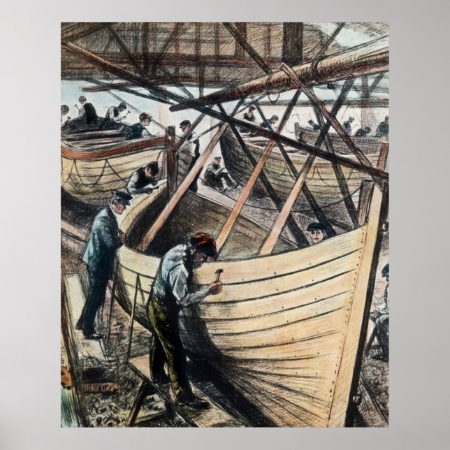 RMS Titanic Rettungsboote werden im Belfast gebaut Poster (Vorne)