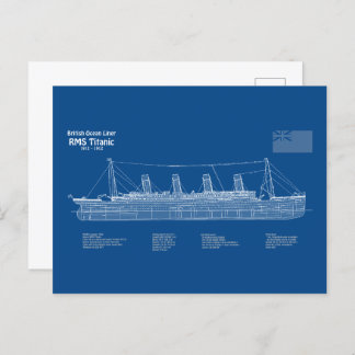 RMS Titanic Ship Blueprint Pläne ABD Postkarte