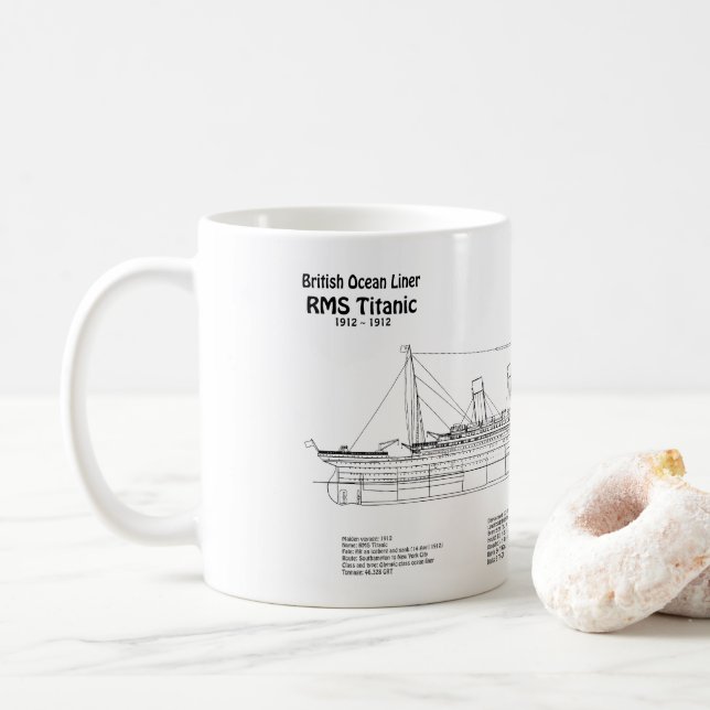 RMS Titanic Ship Blueprint Plans BD Kaffeetasse (Mit Donut)