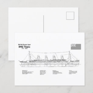 RMS Titanic Ship Blueprint Plans BD Postkarte
