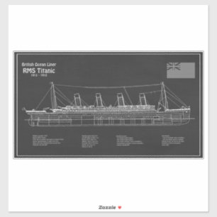 RMS Titanic Ship Blueprint Plans PBD Aufkleber