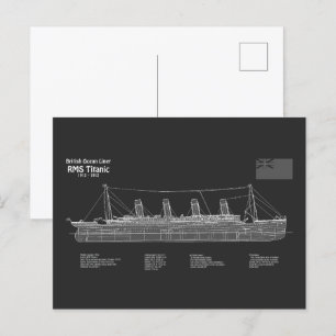 RMS Titanic Ship Blueprint Plans PBD Postkarte