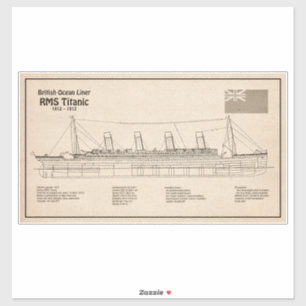 RMS Titanic Ship Blueprint Plans SD Aufkleber