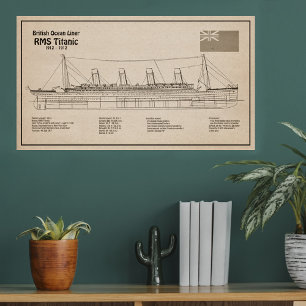 RMS Titanic Ship Blueprint Plans SD Fotodruck