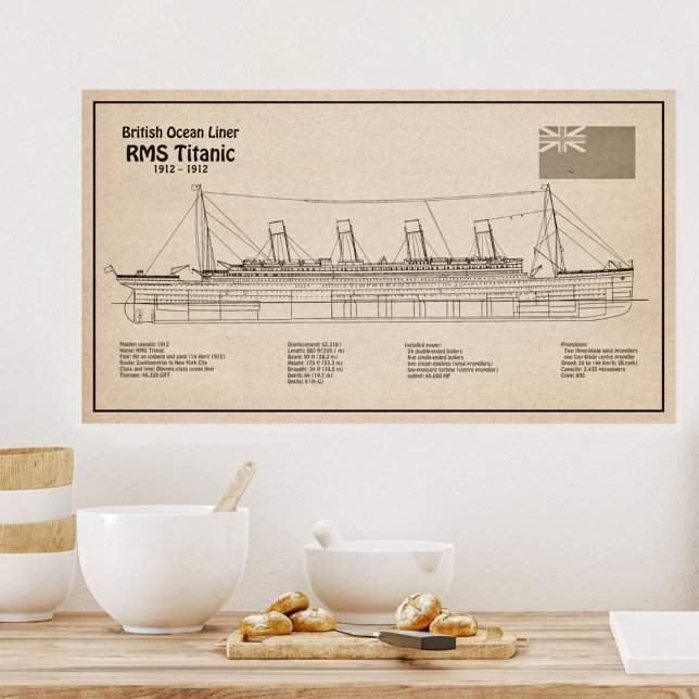 RMS Titanic Ship Blueprint Plans SD Poster (Von Creator hochgeladen)